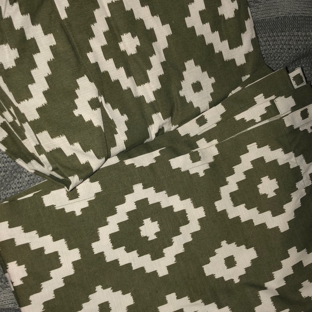 Threshold Farrah olive curtain panels. Aztec print